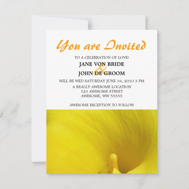 Convite Flor de Lírio Amarelo Calla (Frente)