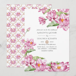 Convite Flor de Lótus Aquarela Casamento Indiano