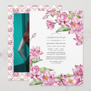 Convite Flor de Lótus Aquarela Celebração Indiana da Vida