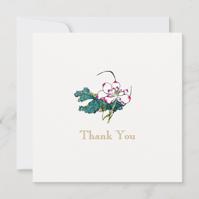 Convite Flor De Lotus Branco Obrigado (Frente)