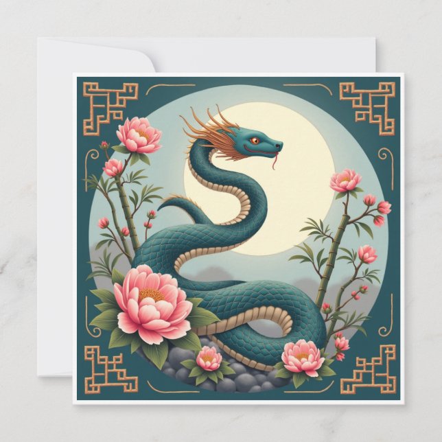 Convite Flor de lótus Cobra Azul (Frente)