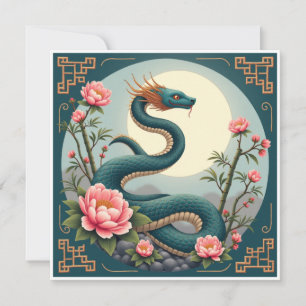 Convite Flor de lótus Cobra Azul