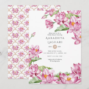 Convite Flor de Lótus em Aquarela Chuveiro de Noiva Indian