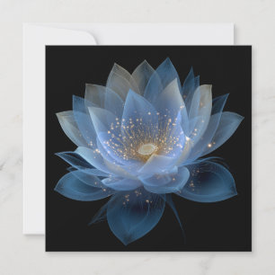 Convite Flor de Lótus Etéreo - Floral Preto Azul