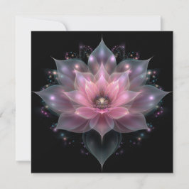 Convite Flor de Lótus Luminosa - Floral Preto Rosa Claro 