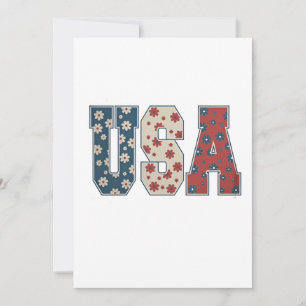 Convite Flor de Margarida Bandeira EUA 4 de Julho Patrióti