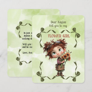 Convite Flor de Menina Floral Marrom Aquarela