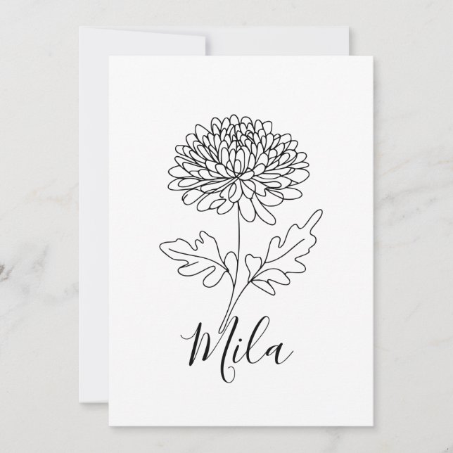 Convite Flor de Nascimento do Chrysanthemum Personalizado  (Frente)