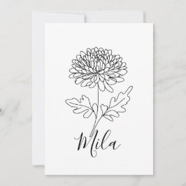 Convite Flor de Nascimento Personalizada de Crisântemo de 