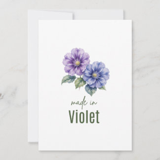 Convite Flor de Nascimento Violeta de Fevereiro aquarela