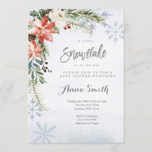 Convite Flor de neve Flower Winter está no caminho do chá 