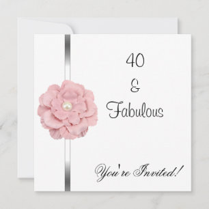 Convite Flor de Pérola Branca Rosa Fabuloso Aniversário de