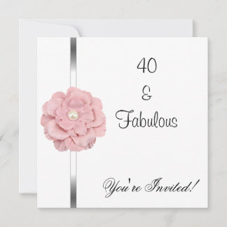 Convite Flor de Pérola Branca Rosa Fabuloso Aniversário de