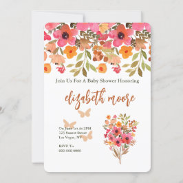 Convite Flor De Pêssego E De Jardim Rosa