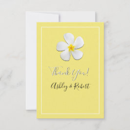 Convite Flor de Plumeria Branca em Amarelo, Casamento Obri