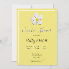 Convite Flor de Plumeria Branca em Amarelo, Chá Casal