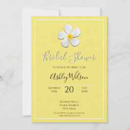 Convite Flor de Plumeria Branca em Amarelo, Chá de panela