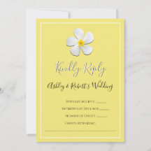 Flor de Plumeria Branca em Amarelo, RSVP