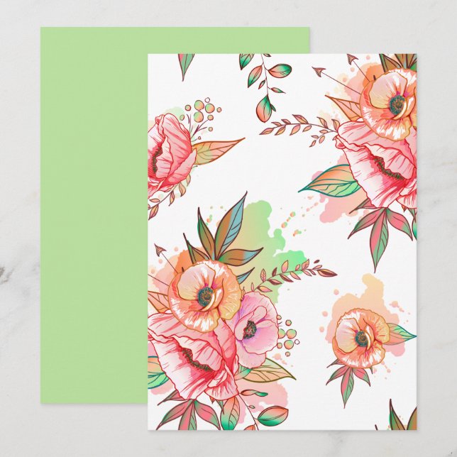 Convite Flor de primavera (Frente/Verso)