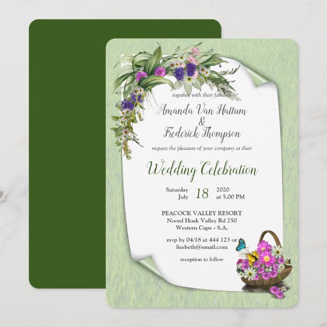 Convite Flor de primavera de solstício de verão (Frente/Verso)