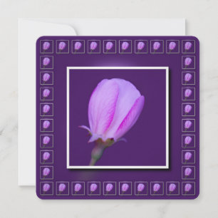 Convite Flor de Primavera rosa e púrpura