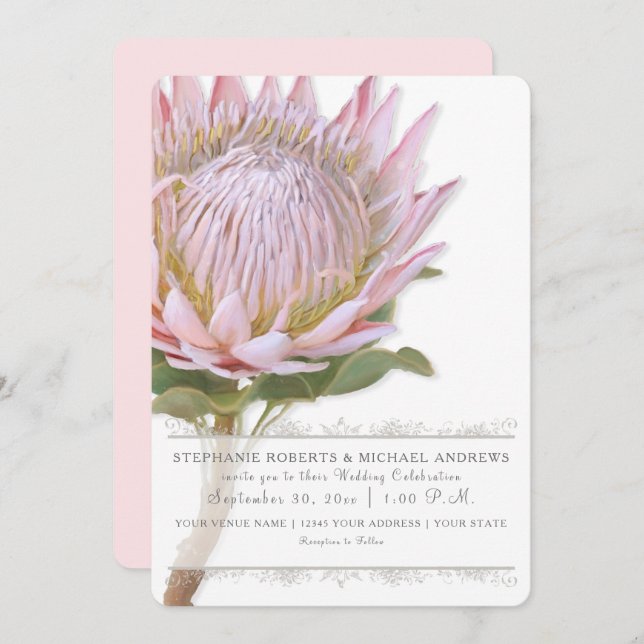 Convite Flor De Proteína Rosa Flor Moderno E Simples (Frente/Verso)