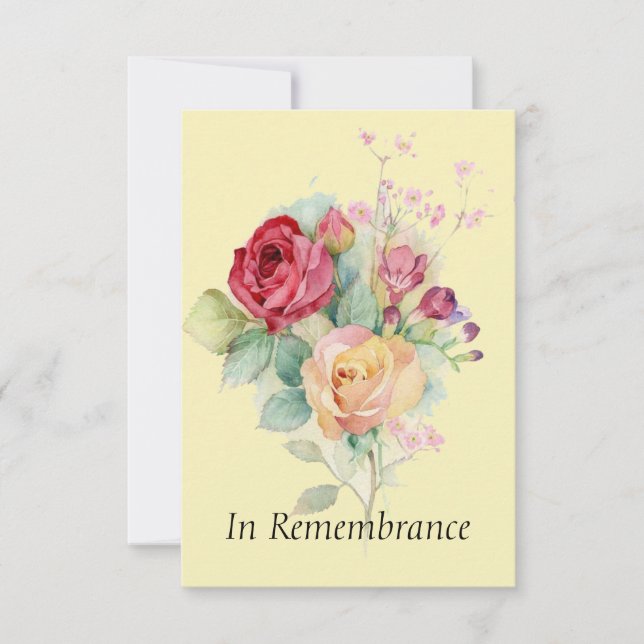 Convite Flor de Rosas do Serviço Memorial Personalizado (Frente)