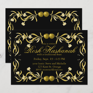 Convite Flor de Rosh Hashanah e Maçãs Florescem