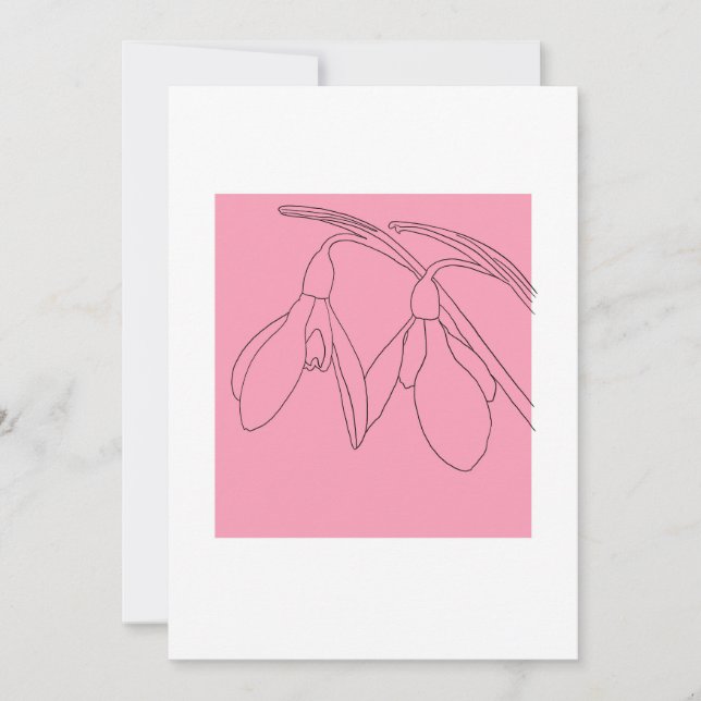 Convite Flor de snowdrop rosa e preto (Frente)