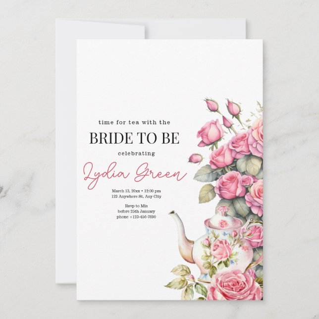Convite Flor do Partido Bridal do Chá do chá de panela (Frente)