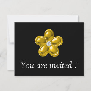 CONVITE FLOR DOURADO COM DIAMANTE