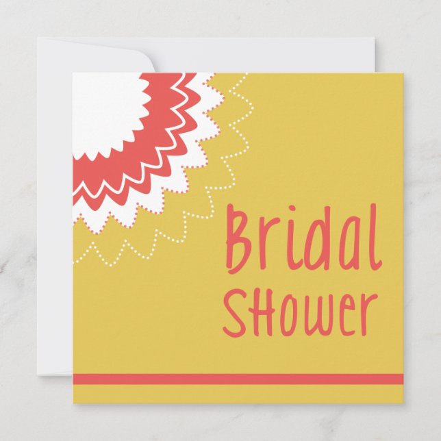 Convite Flor em chamas - Amarelo e coral (Frente)