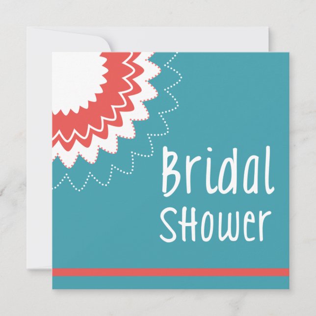 Convite Flor em chamas - Azul e Coral (Frente)