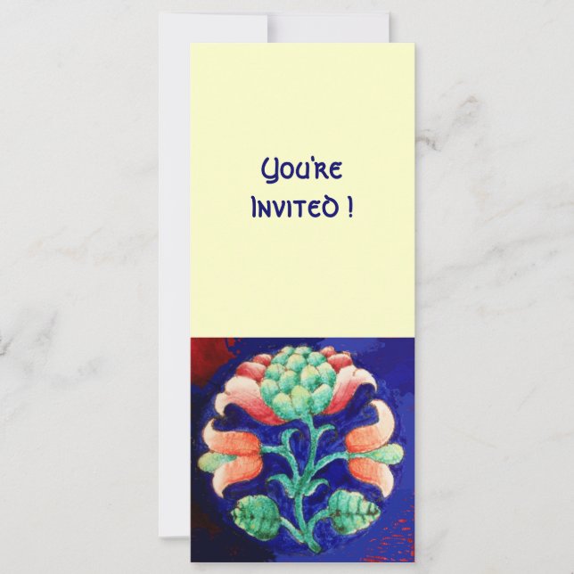 CONVITE FLOR ESTILIZADA/FLORAL ROSA VERMELHO VERDE LARANJA (Frente)