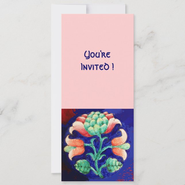 CONVITE FLOR ESTILIZADA/FLORAL ROSA VERMELHO VERDE LARANJA (Frente)