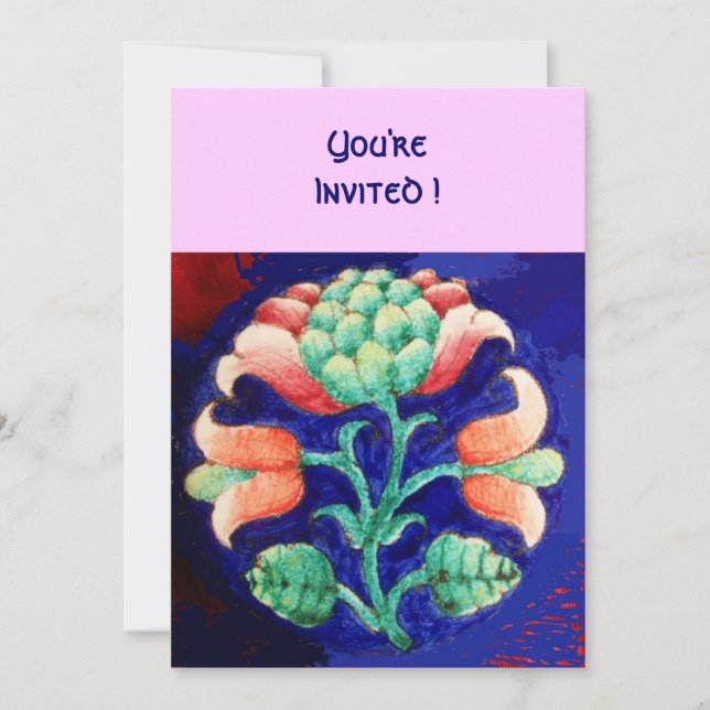 CONVITE FLOR ESTILIZADA/ROSA VERMELHO VERDE LARANJA AZUL F (Frente)