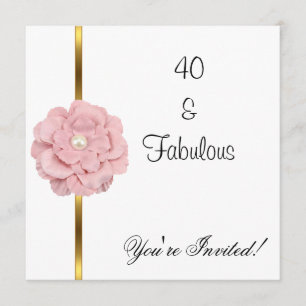 Convite Flor Fabulosa Pérola Branca Aniversário de 40 anos