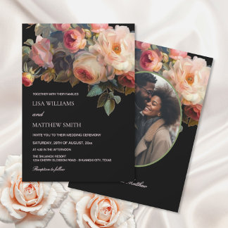 Convite Flor Floral Escura Rosa | Casamento Foto