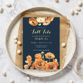 Convite Flor Laranja Fete de Festa de aniversário de outon
