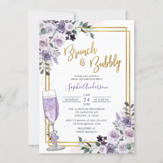 Convite Flor Lilac Floral Roxo Dusty Brunand Bubble