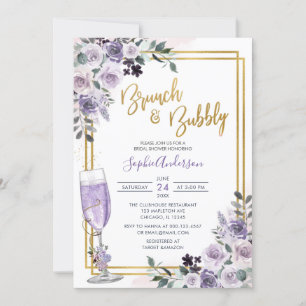 Convite Flor Lilac Floral Roxo Dusty Brunand Bubble