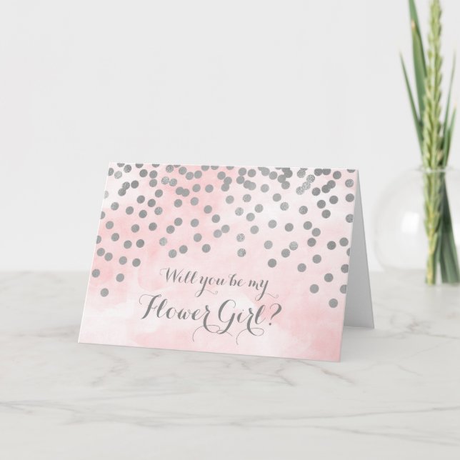 Convite Flor Menina Água-forte Rosa com Confetes P (Frente)