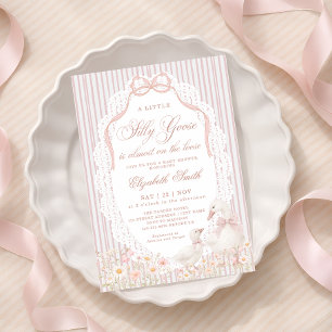 Convite Flor Menina Flor Silly Goose Baby Shower 