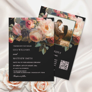 Convite Flor Pink Escura Floral   Foto Casamento