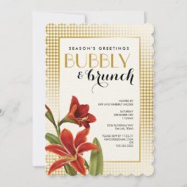 Convite Flor Red Amaryllis Verificado Dourado
