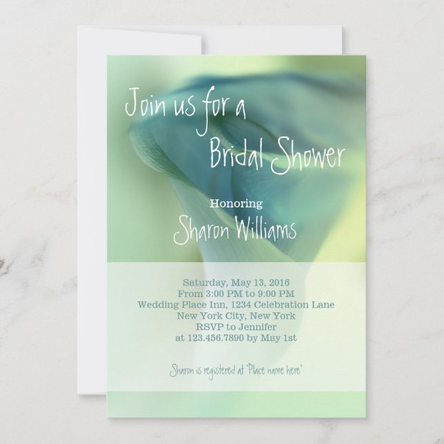 Convite Flor Romântico em tons azuis - Chá de panela (Frente)