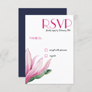 Convite Flor rosa da Magolia florida   RSVP de Casamento A