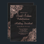 Convite Flor rosa de ouro de Chalkboard 16<br><div class="desc">rosa de ouro floral de Chalkboard 16 Celebração. Celebre e convide com amigos para o seu doce aniversário de 16 anos com este elegante e moderno tema dos Dezesseis Dezesseis maravilhosos,  desenhados à mão,  boho faux gold lace floral mandala num quadro negro rústico</div>