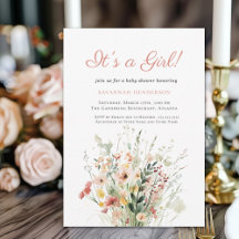 Flor rosa É um Chá de fraldas de Garota