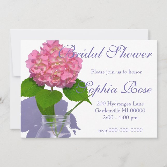 Convite Flor rosa-rosa-rosa-hidrangea-rosa (Frente)